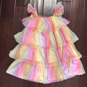 Colorful Layered Ruffle Dress girls 7 NWT